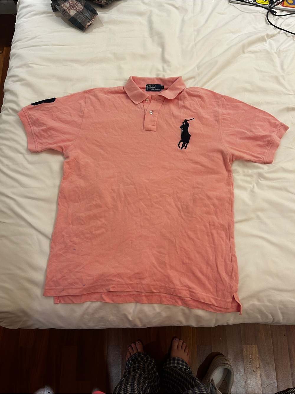 Ralph Lauren Pink Polo with Navy Pony Embroidery